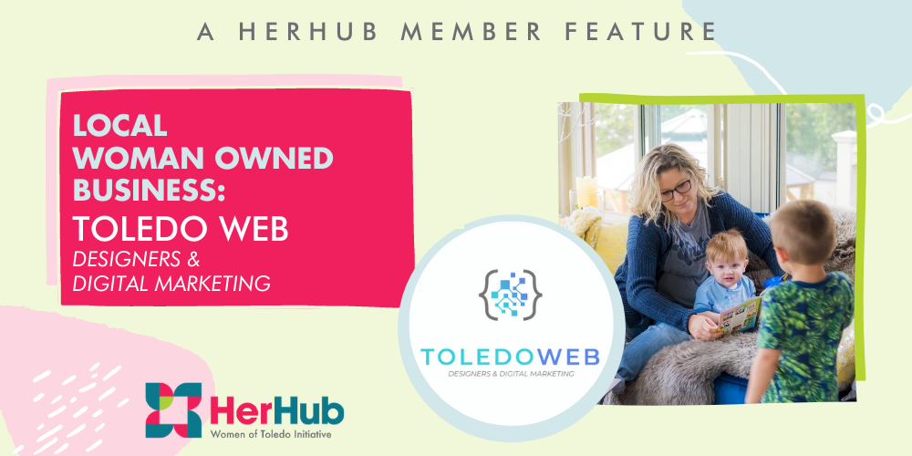 Stephanie Solheim appears in this header with her two children. She is the owner of Toledo Web Designers & Digital Marketing.